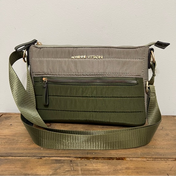 Adrienne Vittadini Handbags - Adrienne Vittadini Olive Green Fabric Crossbody Bag
